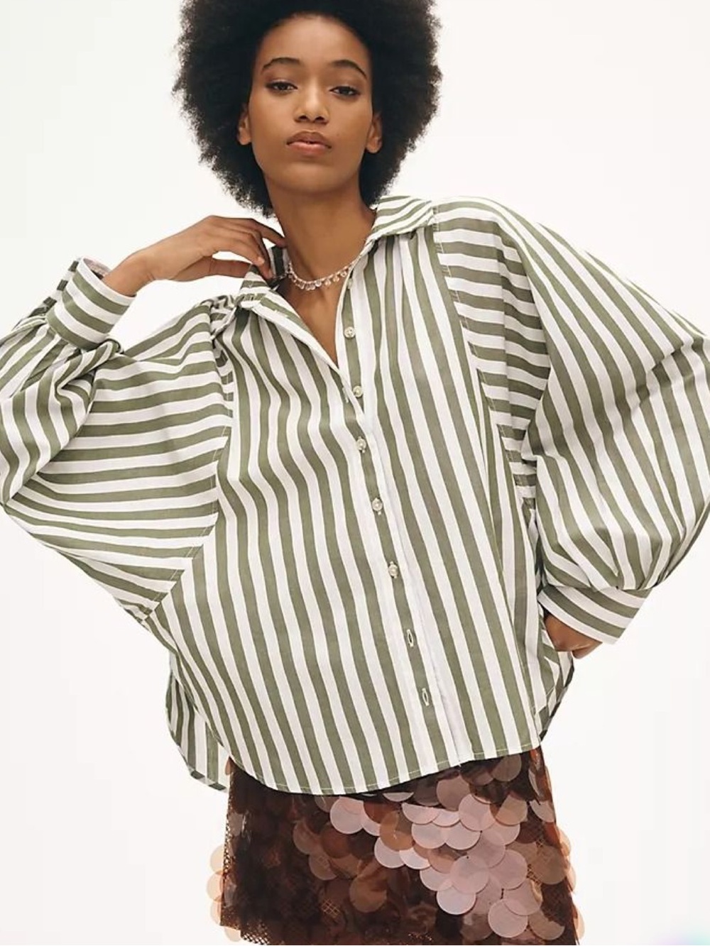 Pilcro The Bailey Boyfriend Batwing Buttondown Blouse